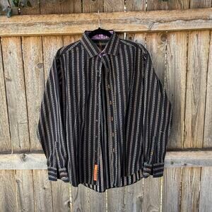 ROBERT GRAHAM Size Medium SHIRT texture black pattern